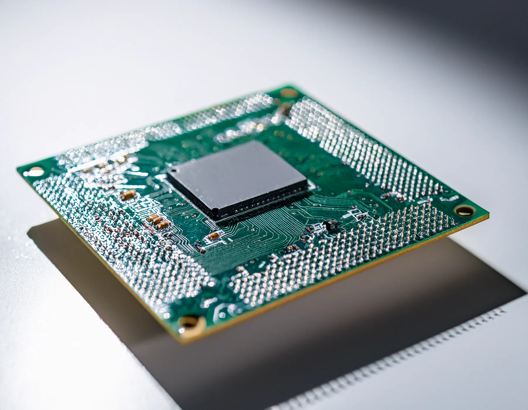 Macro shot of a circuit board with a BGA chip
